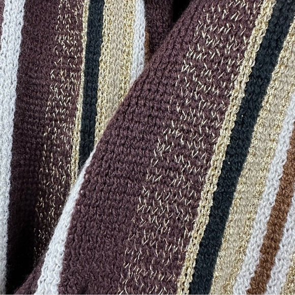 Brown Gold Metallic Strip Knit Scarf - Picture 11 of 11